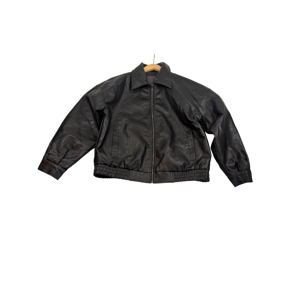 Ci Sono by Cavalini Black Faux Leather Bomber Jacket PUJK511 Small